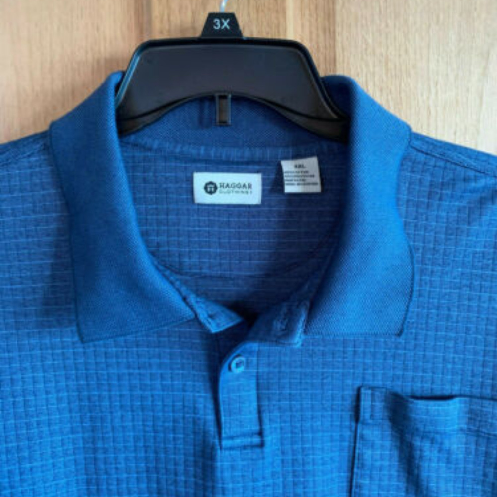 Haggar Men's Blue Short Sleeve Golf Shirt Size XXL